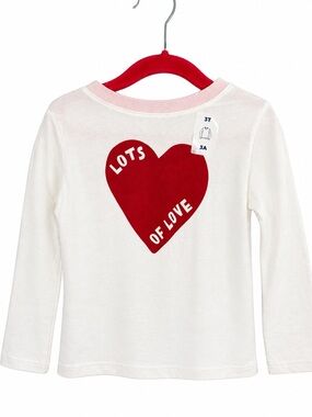 OLD NAVY NWT White Lots Of Love Heart Long Sleeve Toddler Tee 3T